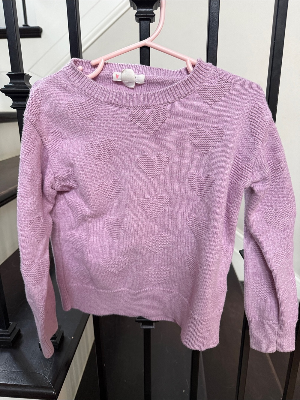 Crewcuts Lavender Heart Crewneck Sweater